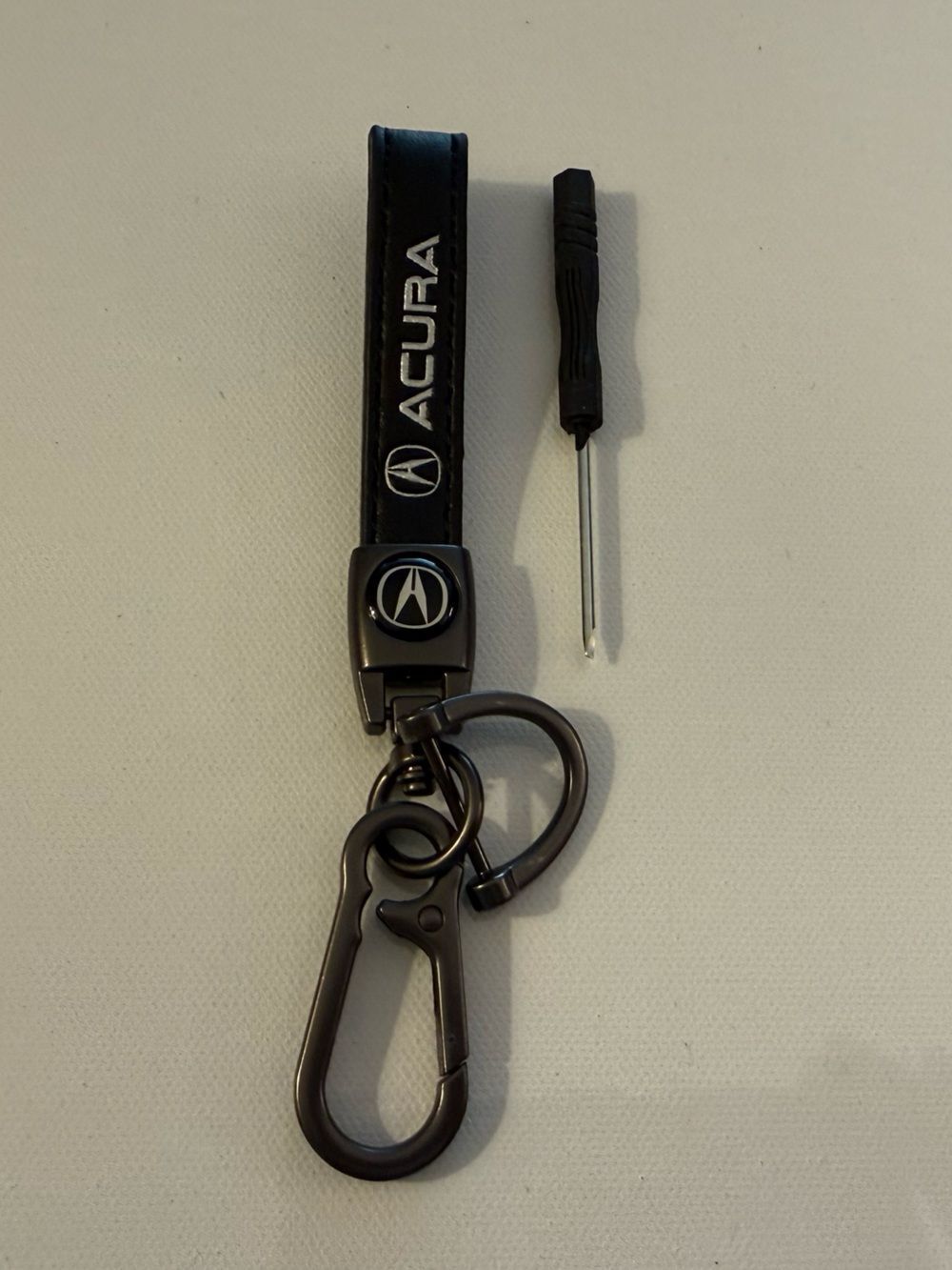 Acura Key Fob Keychain in Black Leather with Logo NWT